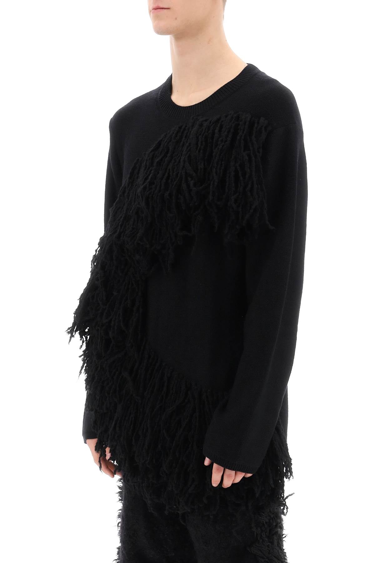 Comme des garcons homme plus wool sweater with fringes-3