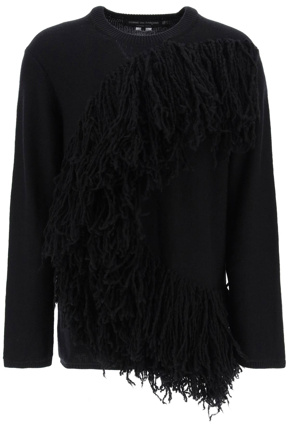 Comme des garcons homme plus wool sweater with fringes-0