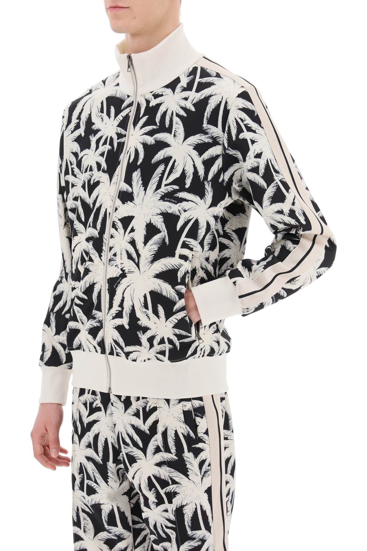 Palm angels zip-up sweatshirt with palms print-3