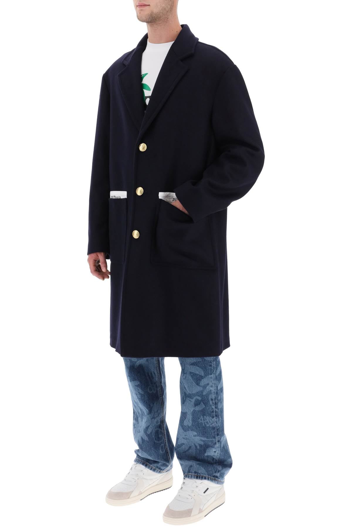 Palm angels sartorial tape wool cashmere coat-3