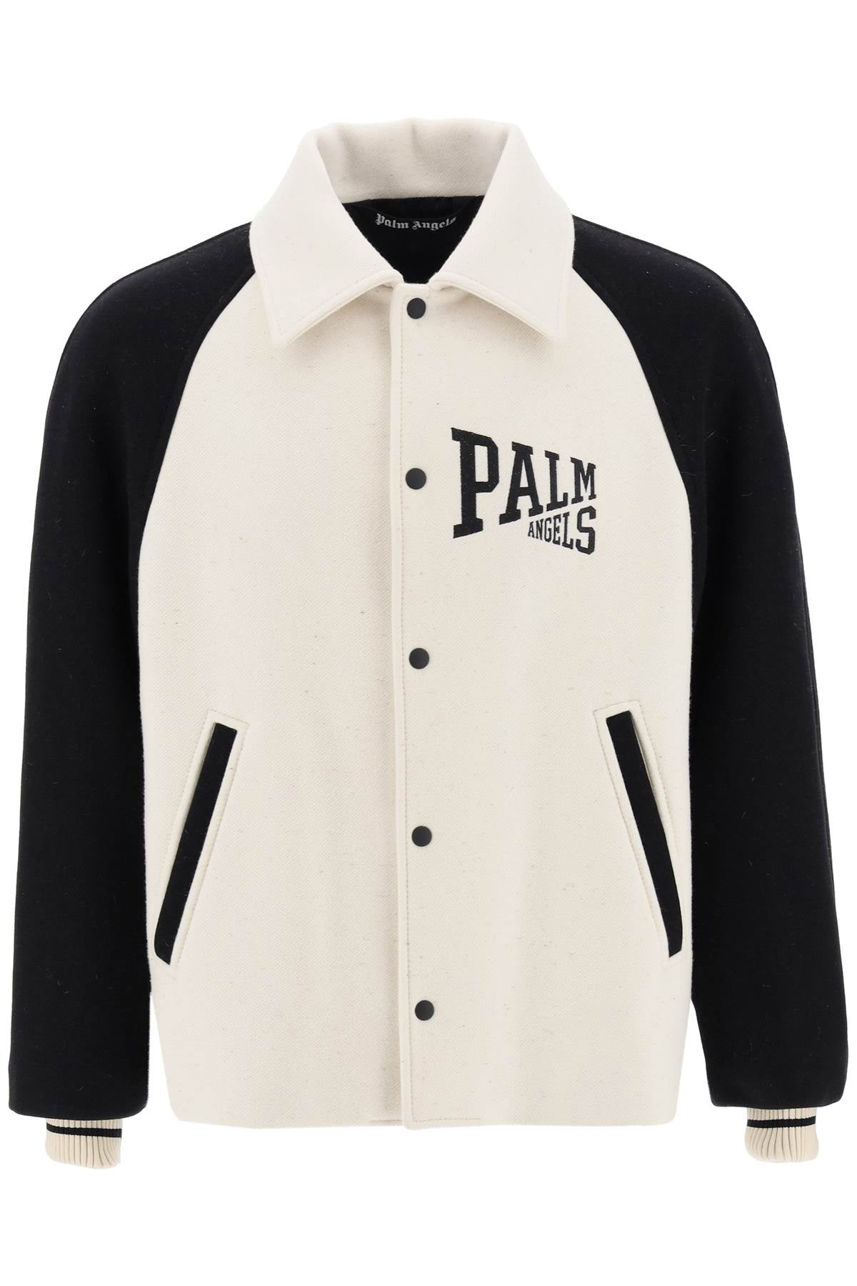 Palm angels wool varsity jacket with embroidery-0