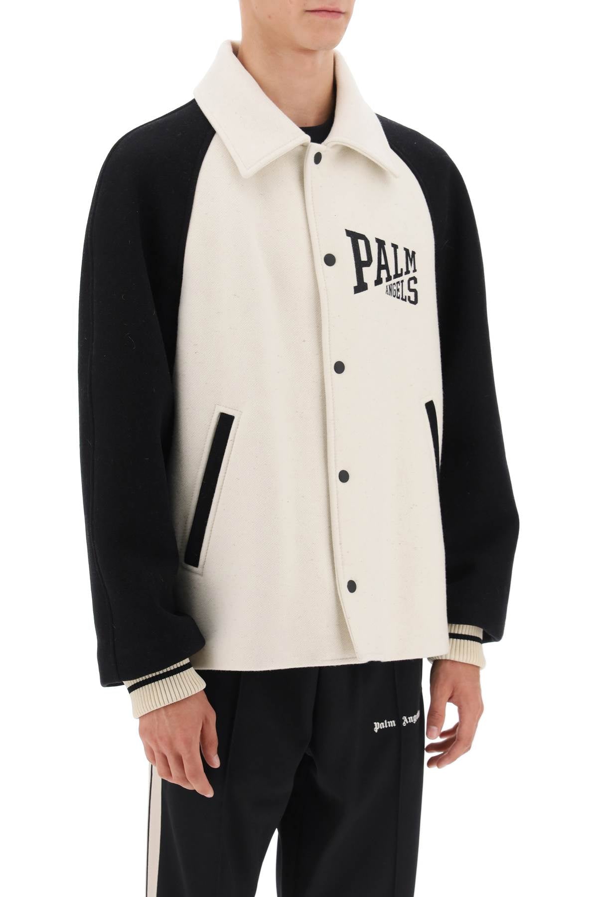 Palm angels wool varsity jacket with embroidery-1