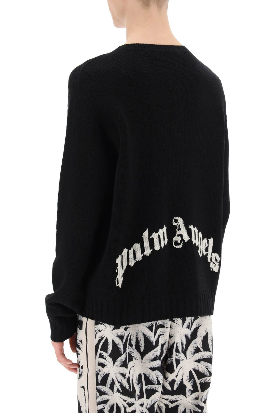 Palm angels wool sweater with logo intarsia-2