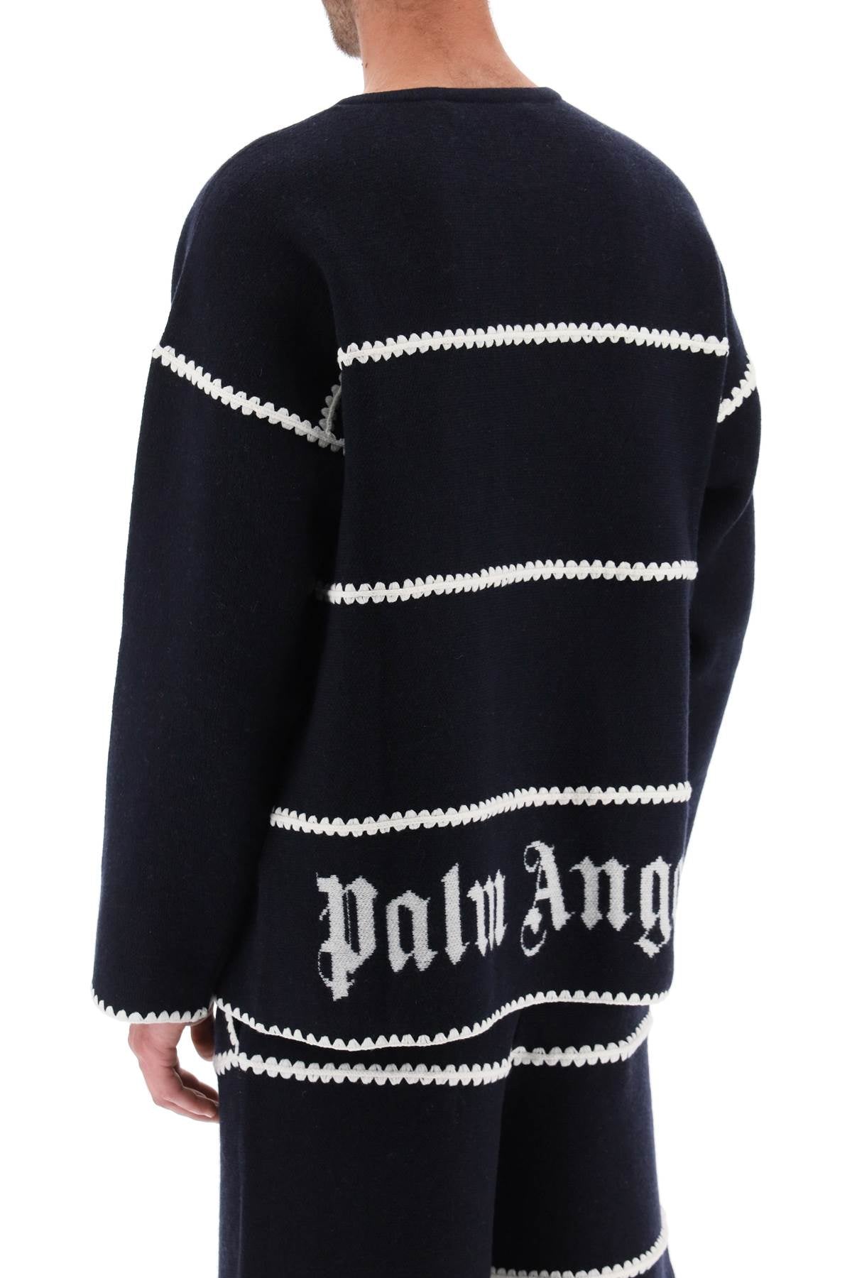 Palm angels embroidered jacquard sweater-2
