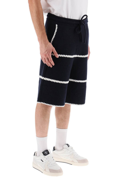 Palm angels wool knit shorts with contrasting trims-1