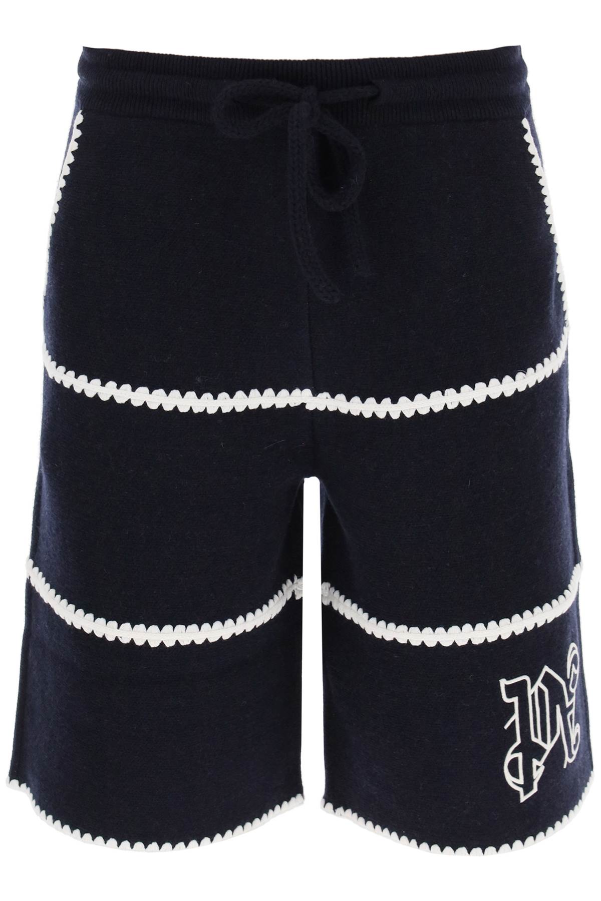 Palm angels wool knit shorts with contrasting trims-0