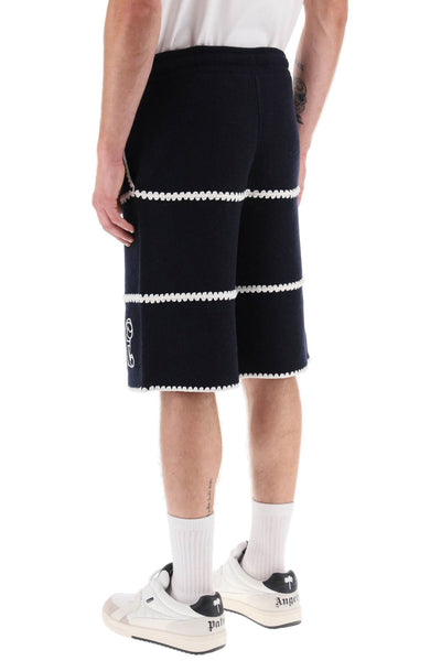 Palm angels wool knit shorts with contrasting trims-2