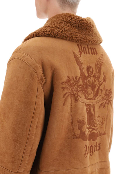 Palm angels university shearling jacket-3