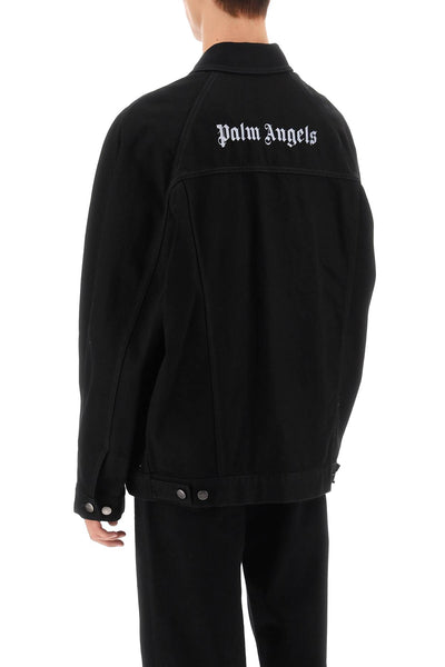 Palm angels denim jacket with logo embroidery-2