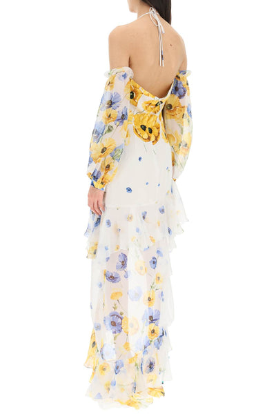 Raquel diniz 'luna' asymmetric silk dress-2