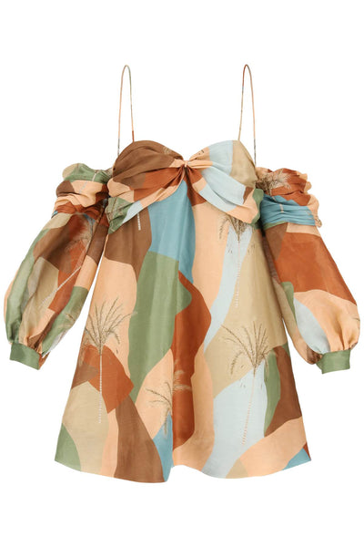 Raquel diniz 'abby' linen silk mini dress-0