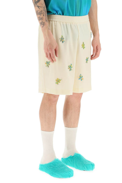 Bonsai applique wool shorts-1