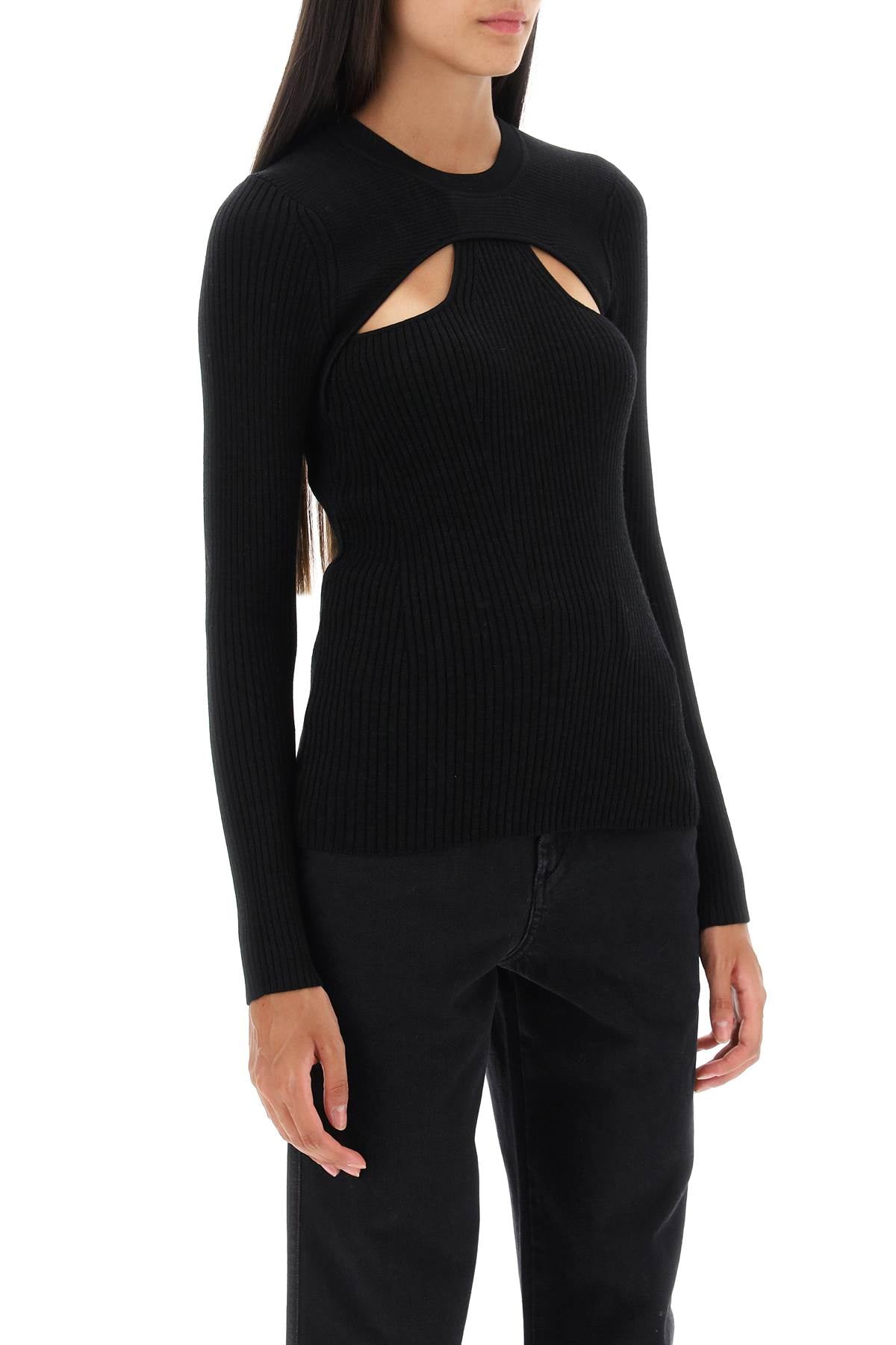 Isabel marant 'zana' cut-out sweater in ribbed knit-1