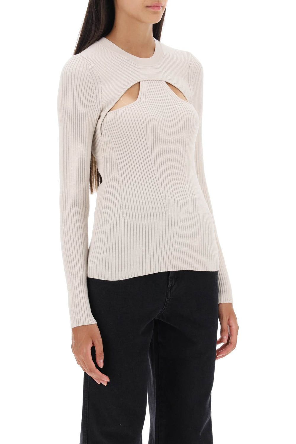 Isabel marant 'zana' cut-out sweater in ribbed knit-1