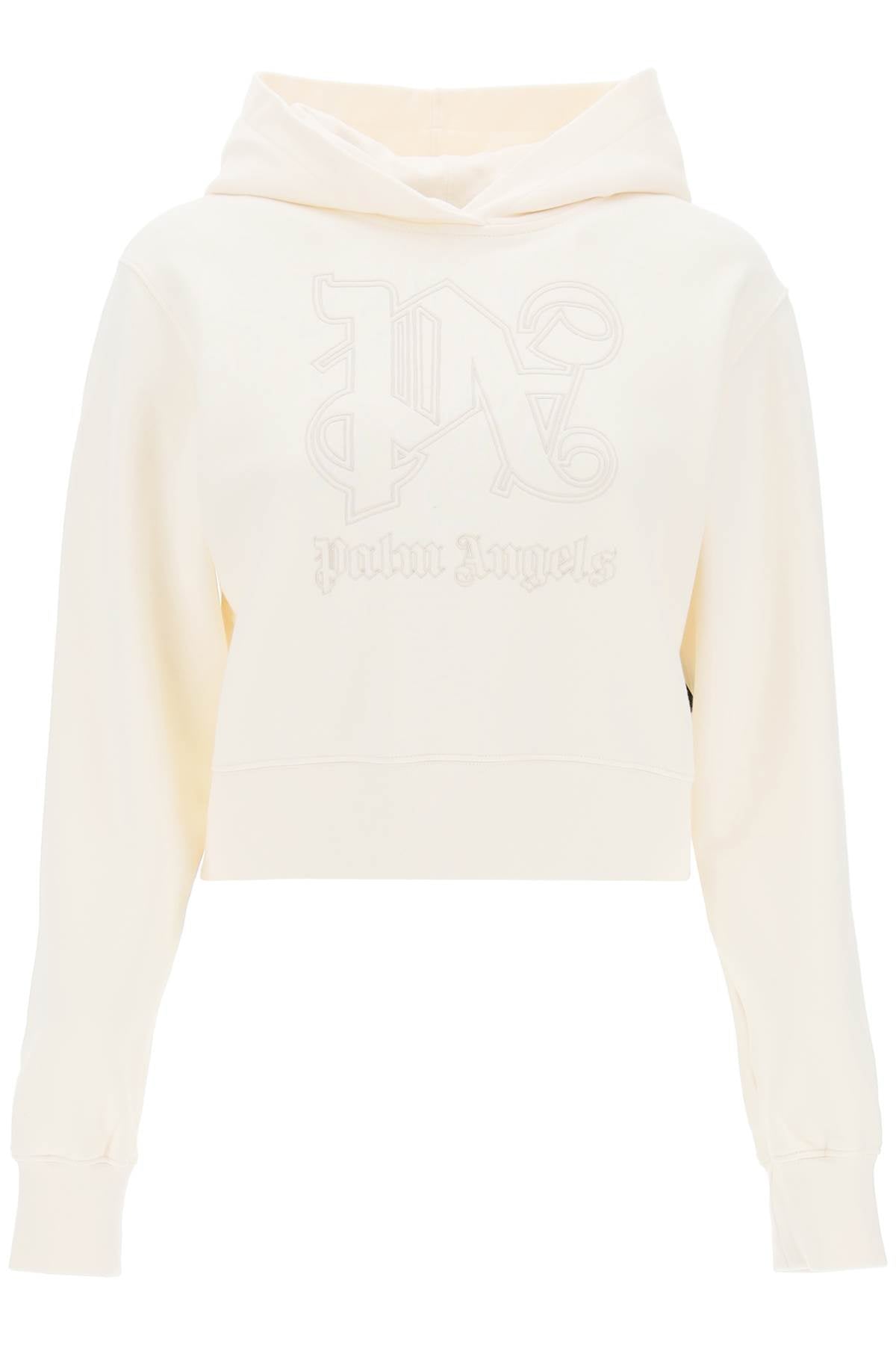 Palm angels cropped hoodie with monogram embroidery-0