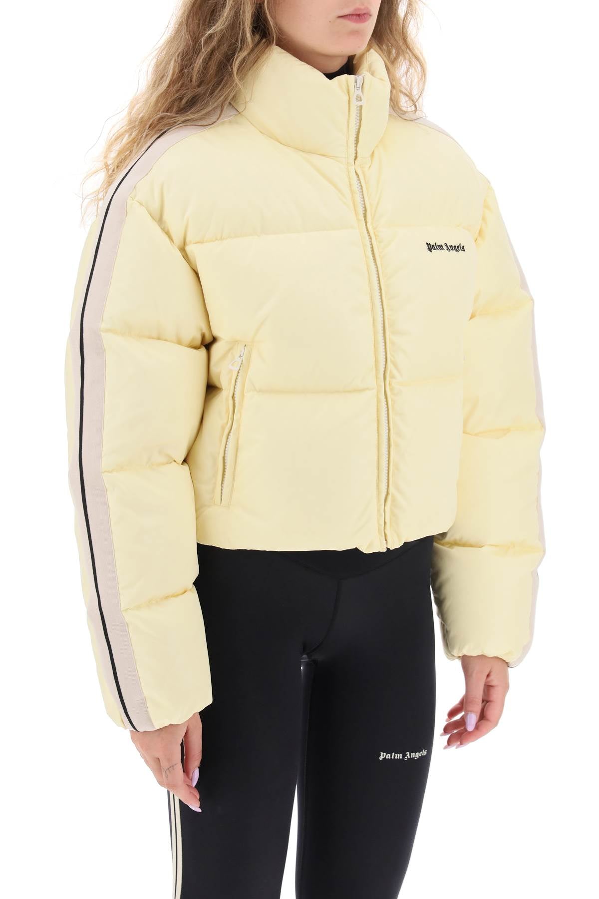 Palm angels cropped puffer jacket with bands on sleeves-1