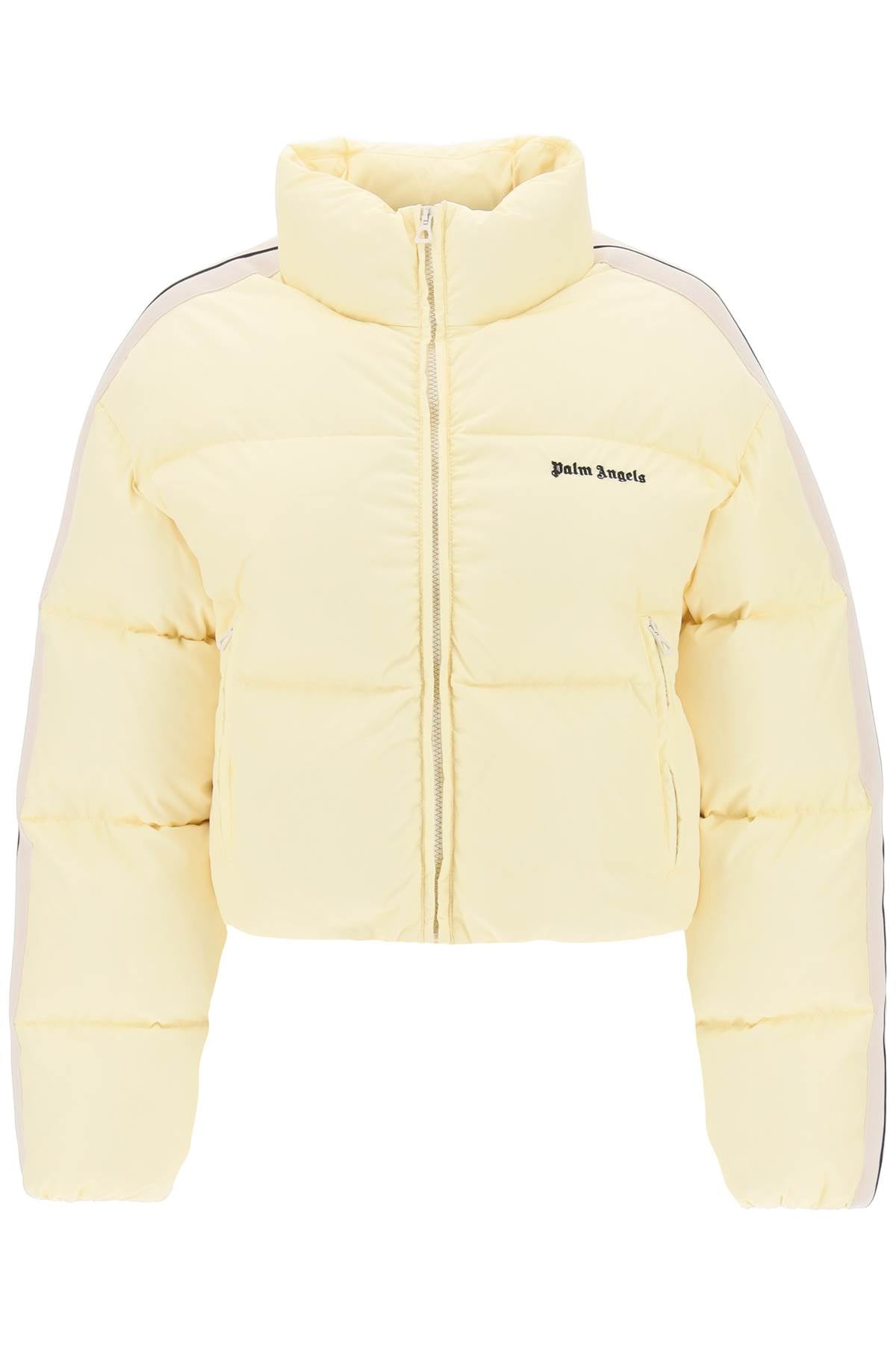 Palm angels cropped puffer jacket with bands on sleeves-0