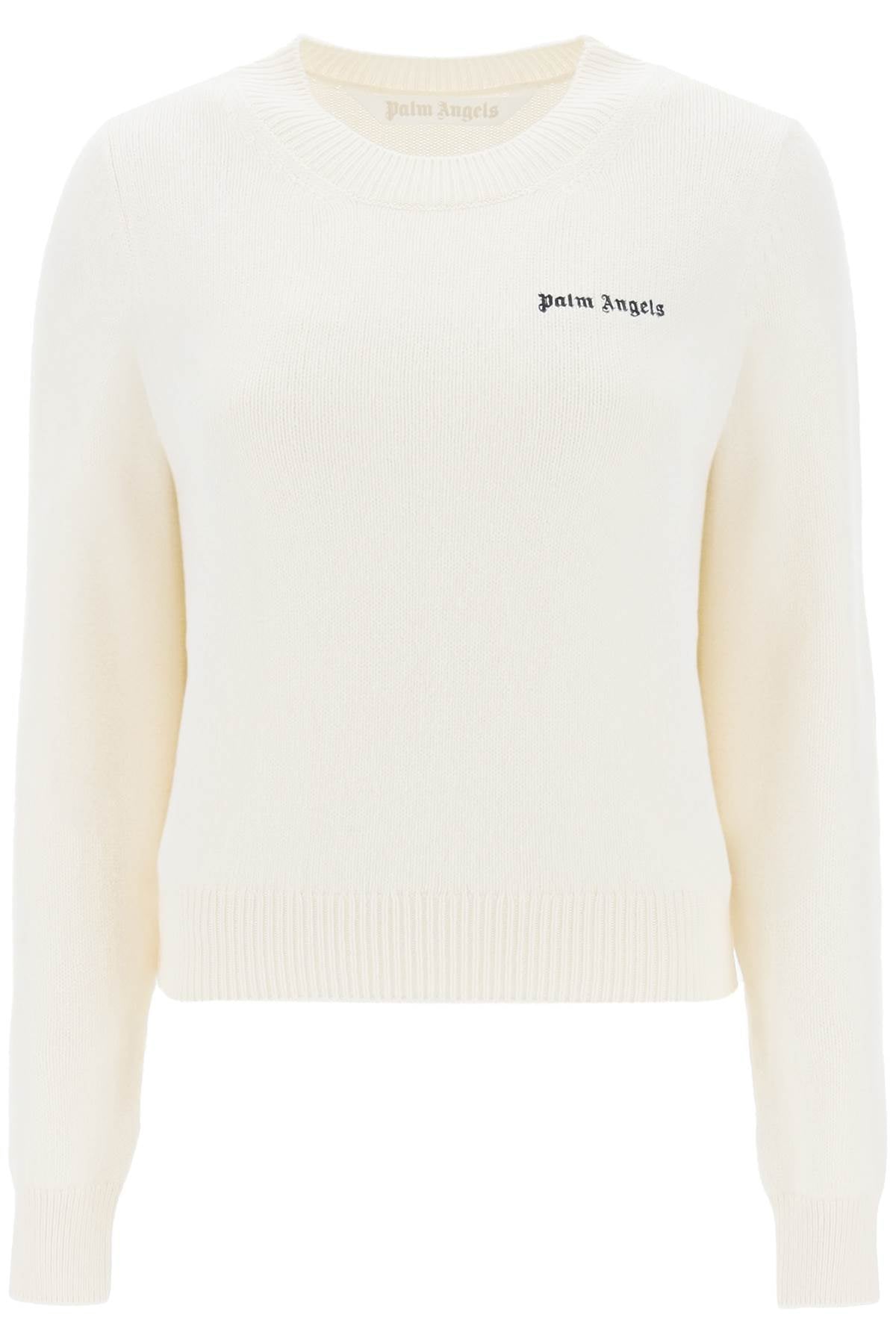 Palm angels cropped sweater with logo embroidery-0