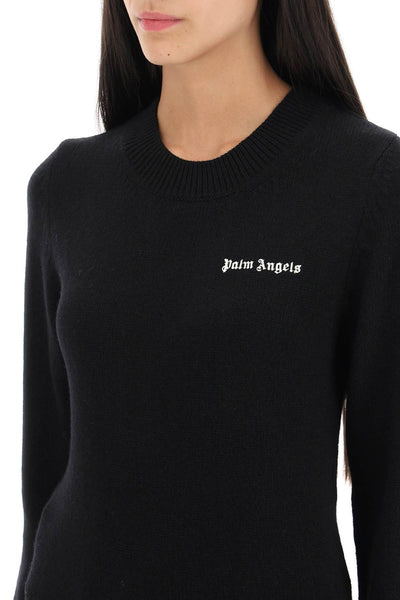 Palm angels cropped sweater with logo embroidery-3