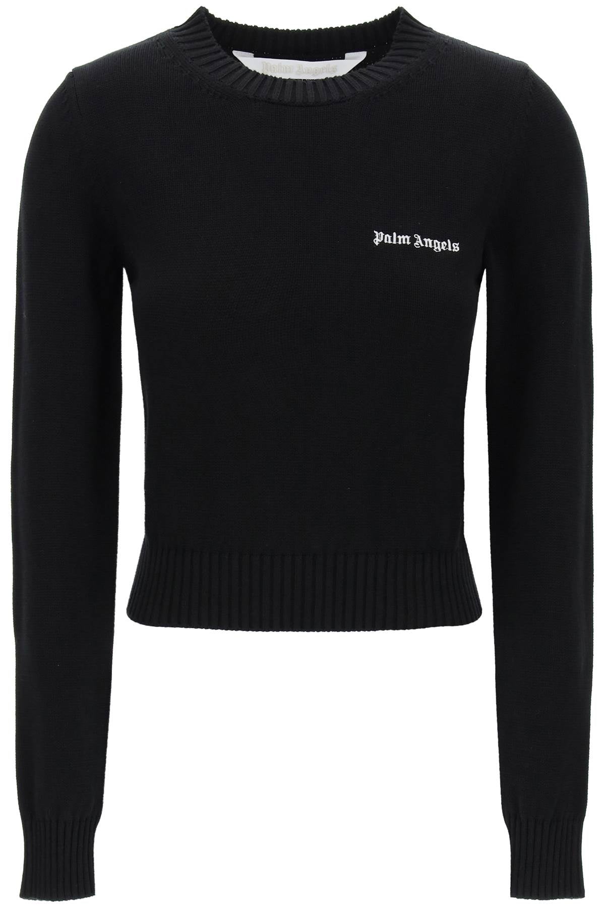 Palm angels pullover cropped con ricamo logo-0