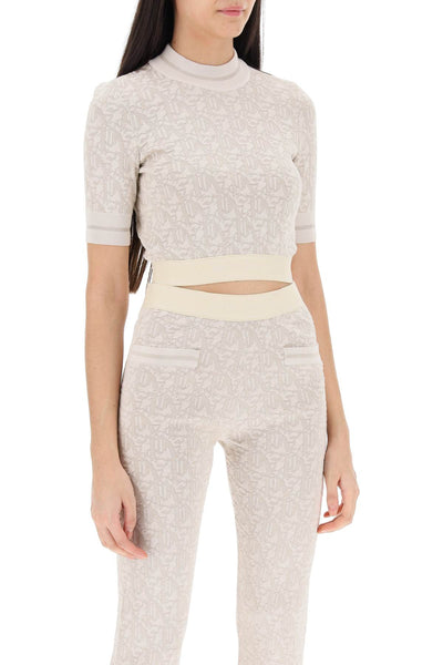 Palm angels monogram cropped top in lurex knit-1