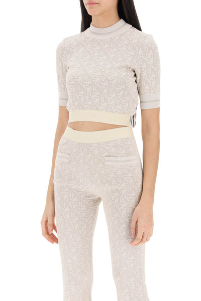 Palm angels monogram cropped top in lurex knit-3