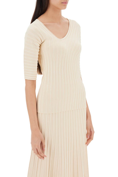 By malene birger 'ivena' ribbed top with asymmetrical neckline-1
