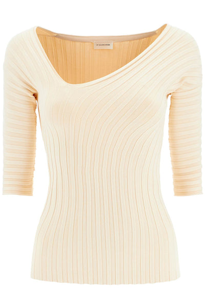 By malene birger 'ivena' ribbed top with asymmetrical neckline-0