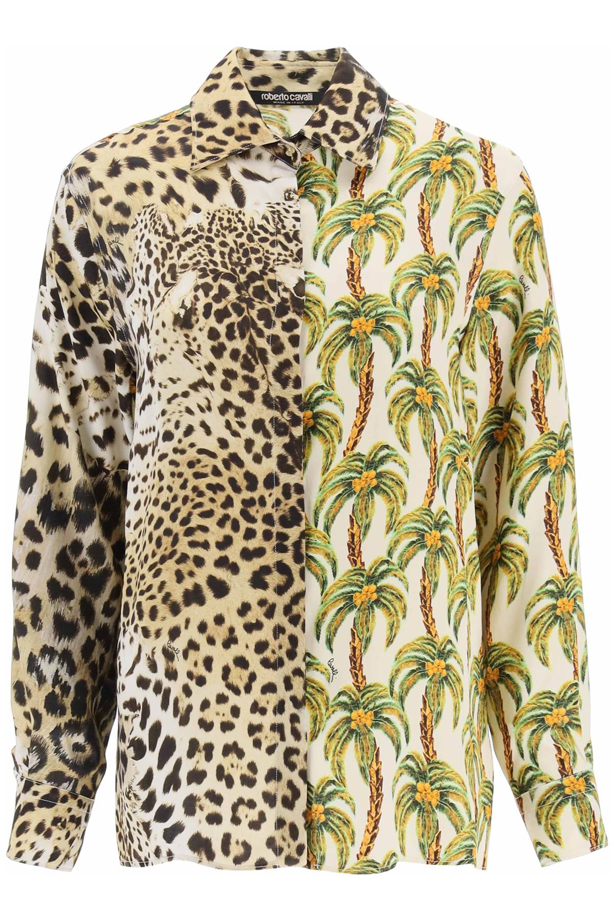 Roberto cavalli jaguar and palm tree printed shirt-0