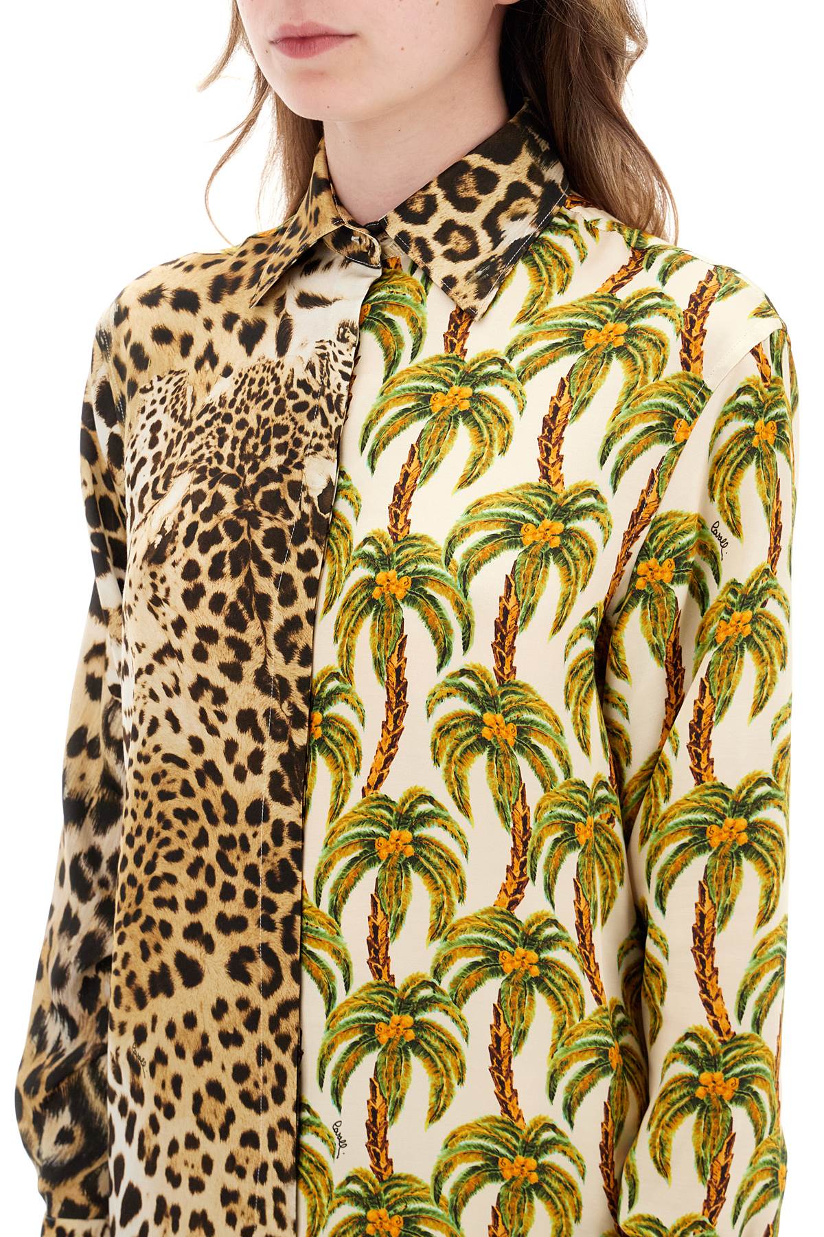 Roberto cavalli jaguar and palm tree printed shirt-3