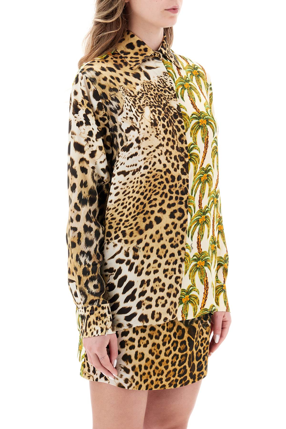 Roberto cavalli jaguar and palm tree printed shirt-1