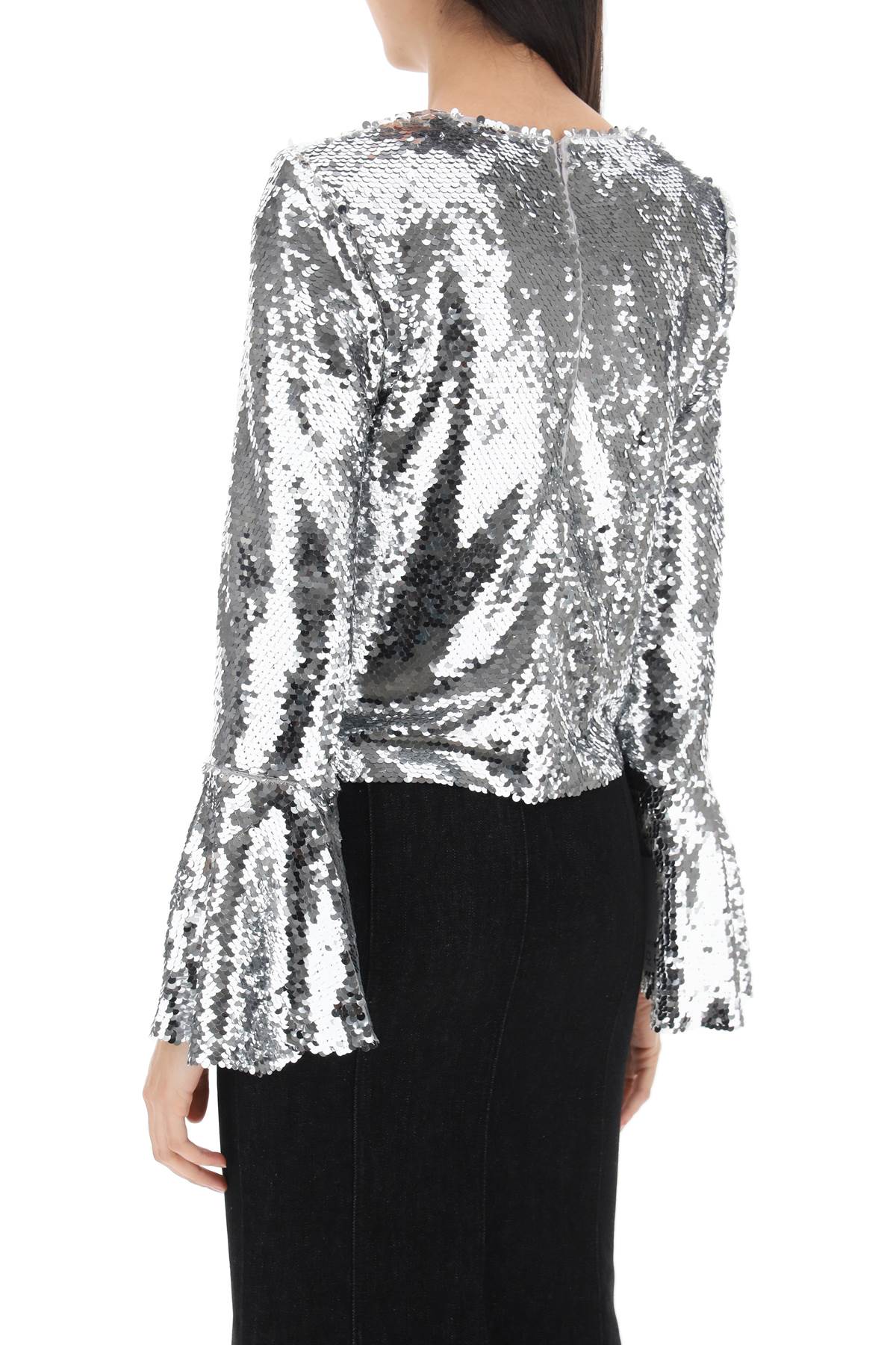 Self portrait sequined cropped top-2
