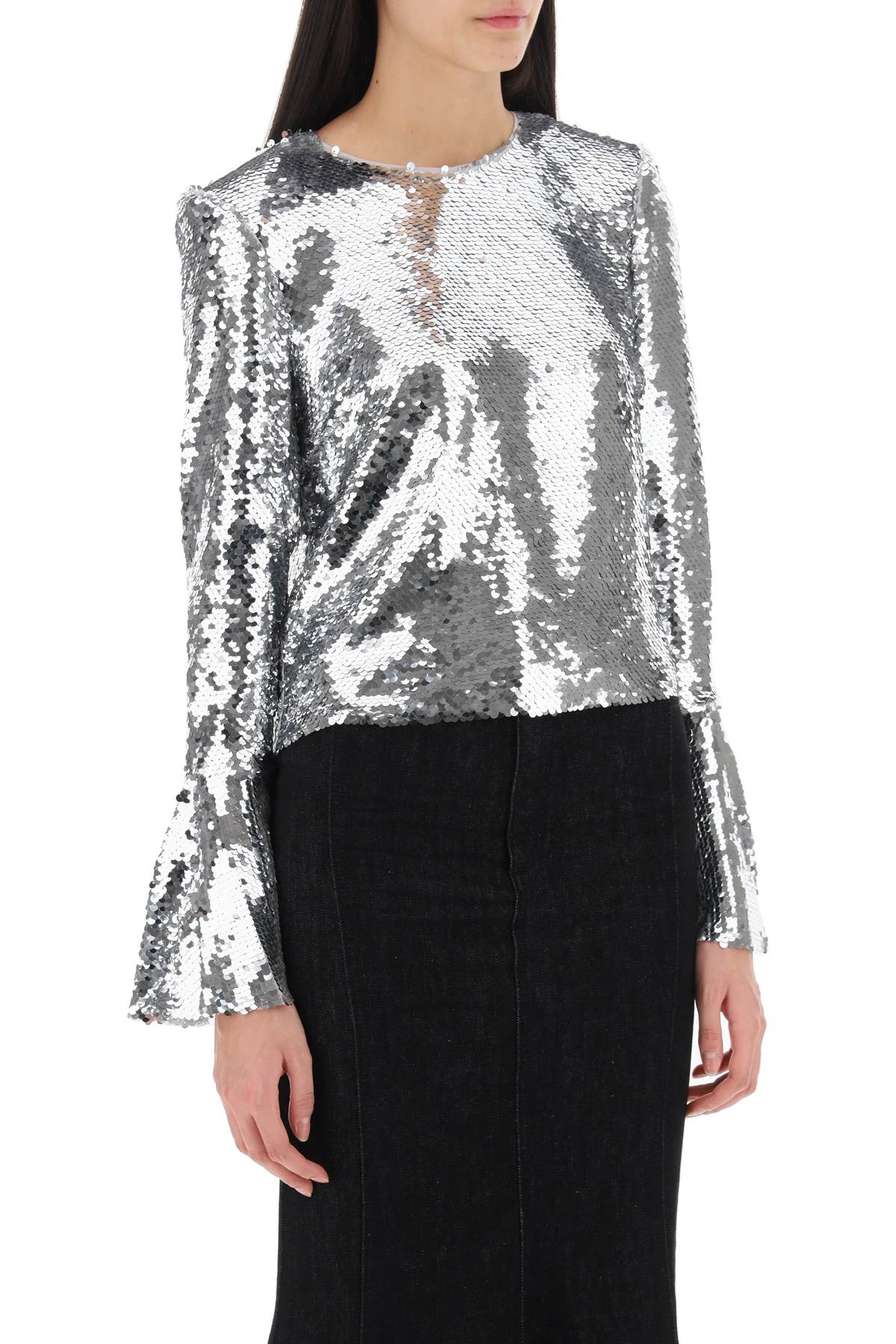 Self portrait sequined cropped top-1