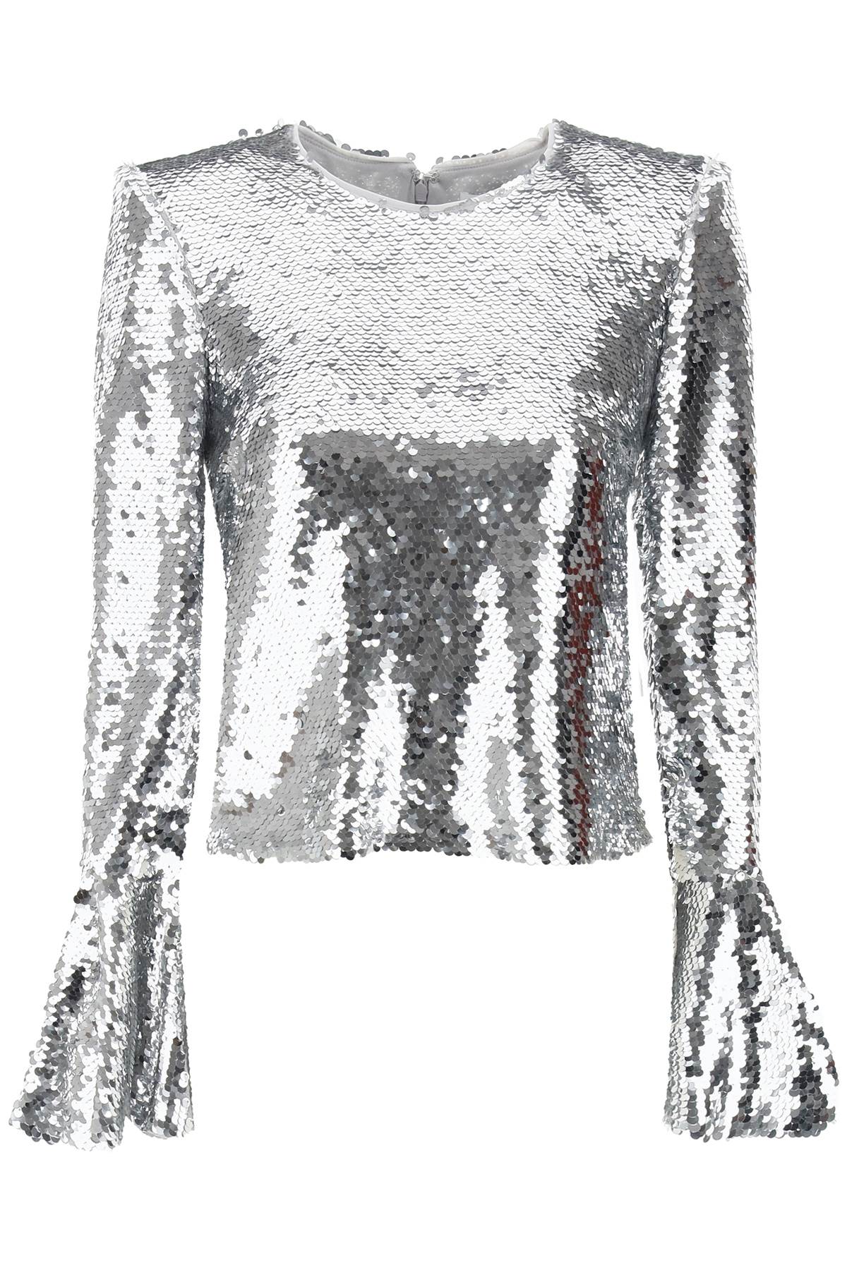 Self portrait sequined cropped top-0
