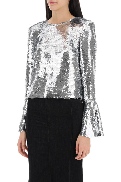 Self portrait sequined cropped top-3