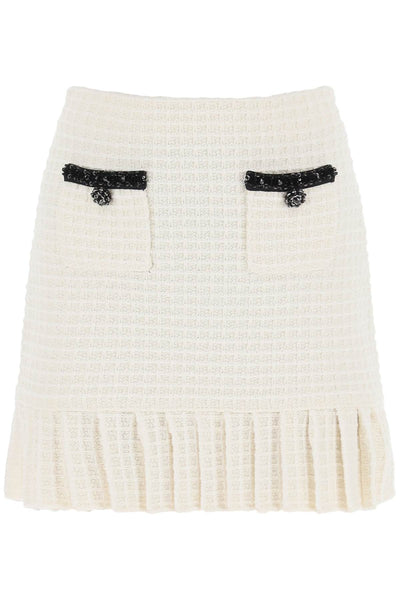 Self portrait knitted mini skirt with sequins-0
