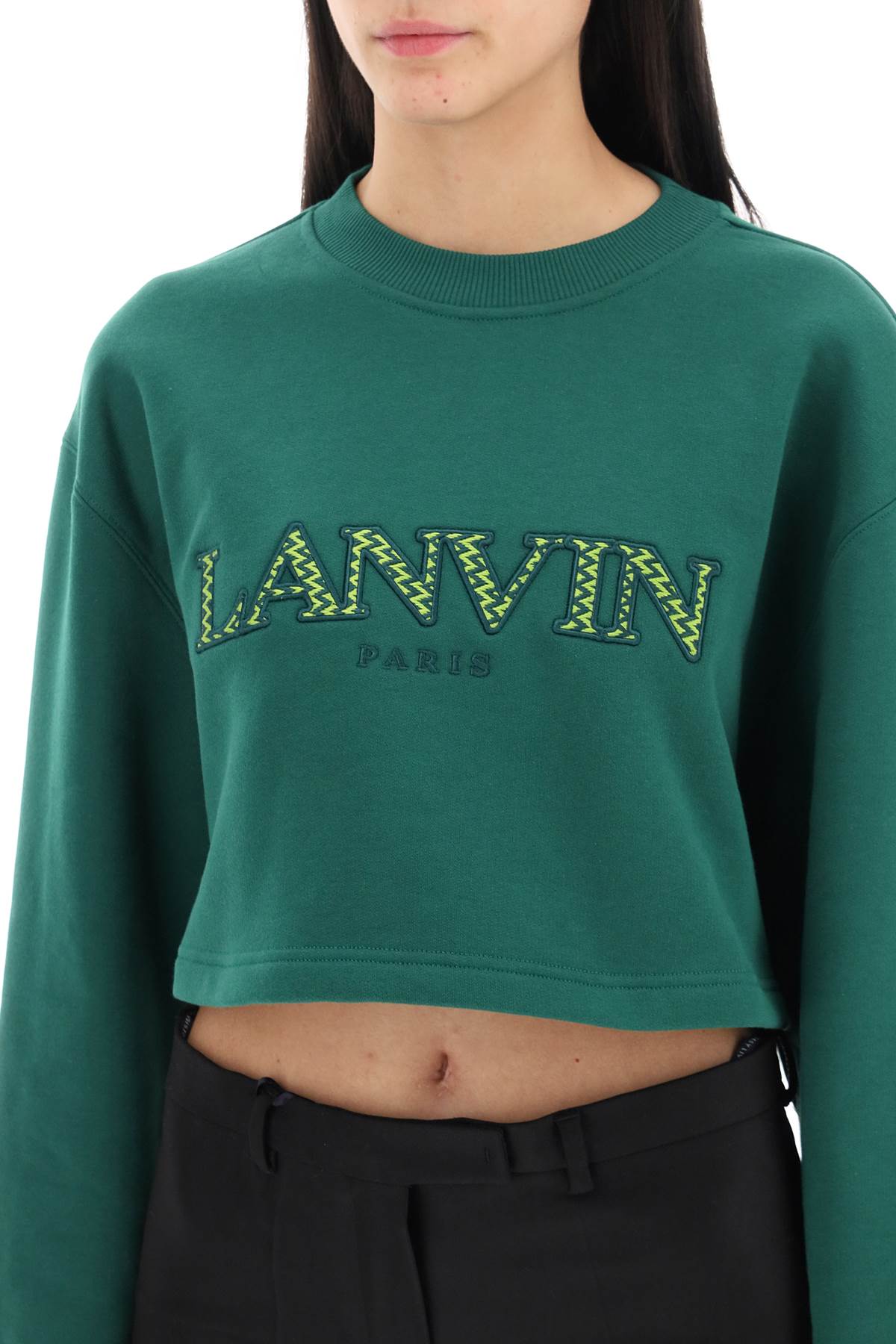 Lanvin cropped sweatshirt with embroidered logo patch-3