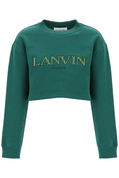 Lanvin cropped sweatshirt with embroidered logo patch-0