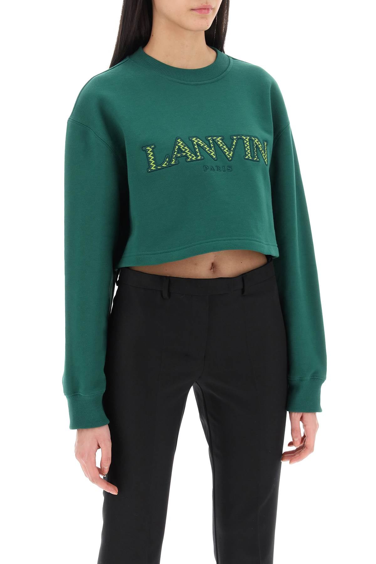Lanvin cropped sweatshirt with embroidered logo patch-1