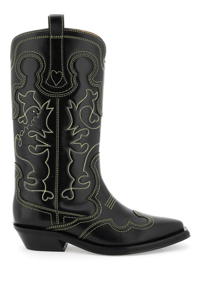 Ganni embroidered western boots-0