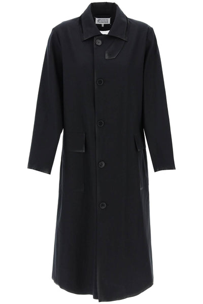 Maison margiela cotton coat with laminated trim details-0