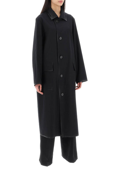 Maison margiela cotton coat with laminated trim details-1