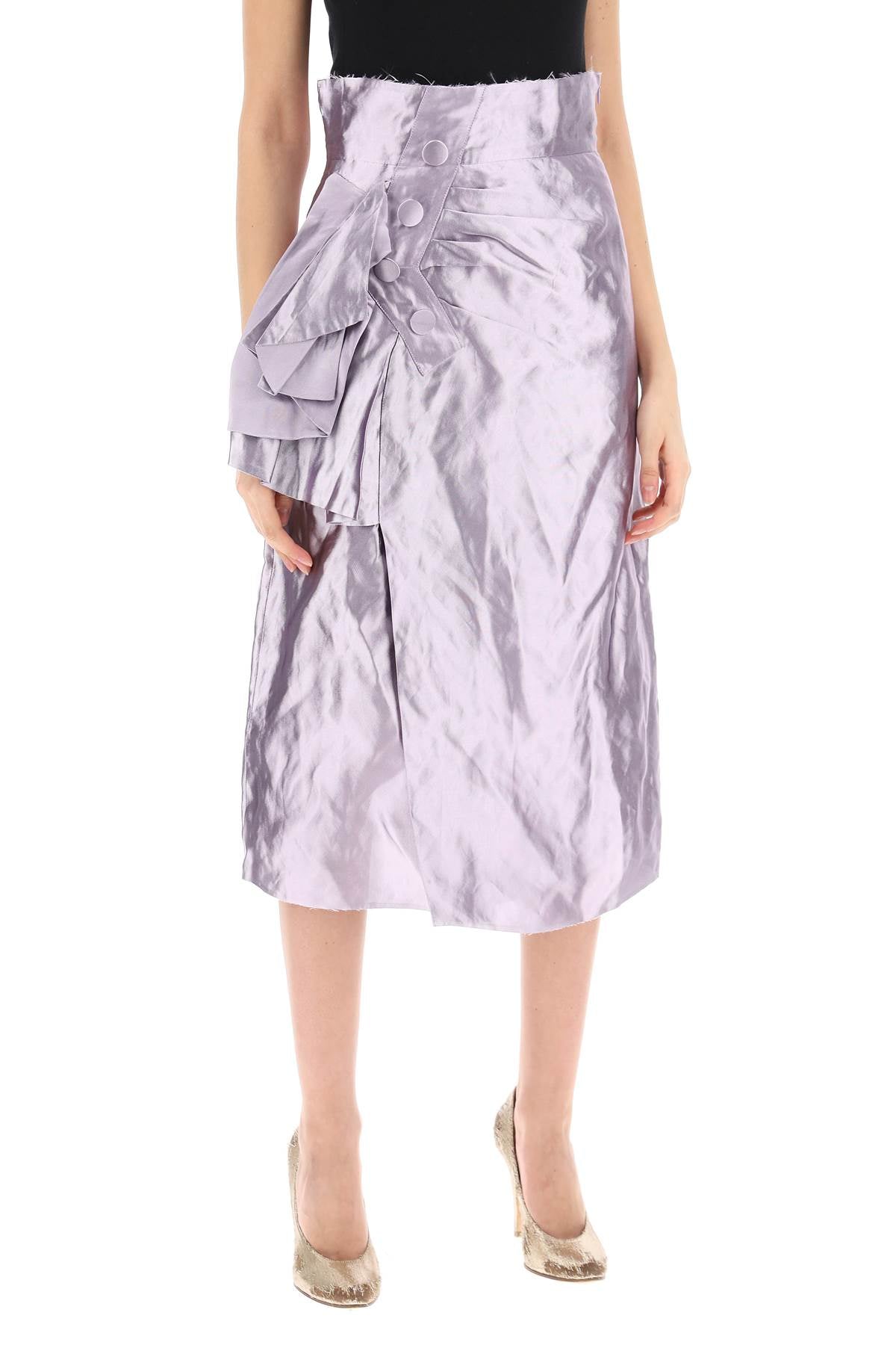 Maison margiela "metallic satin midi wrap skirt with-1