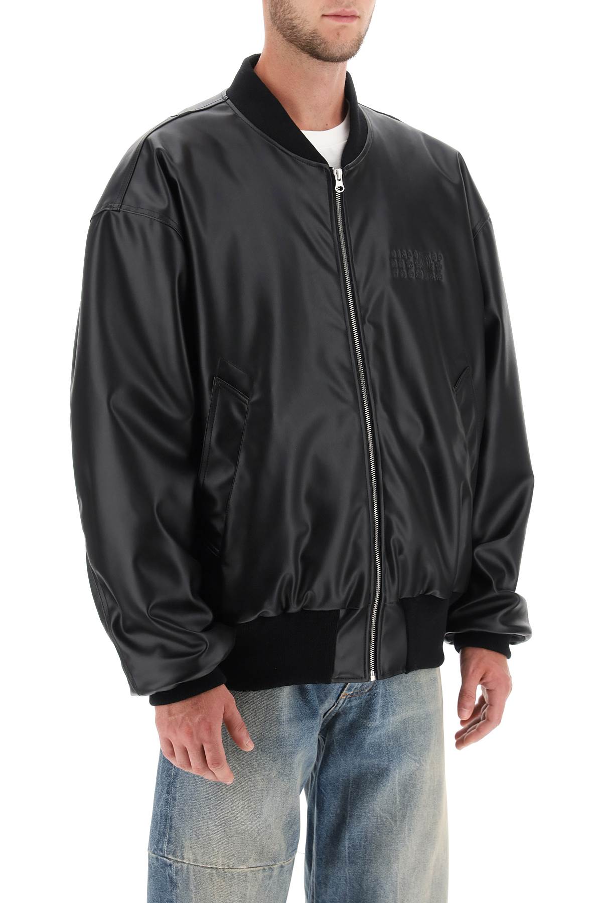 Mm6 maison margiela faux leather bomber jacket-1