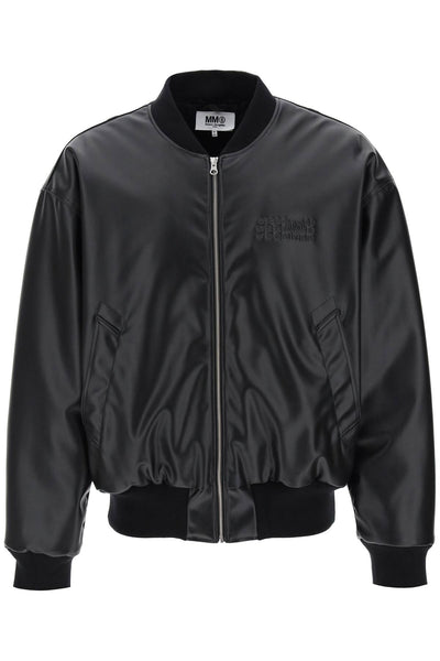 Mm6 maison margiela faux leather bomber jacket-0