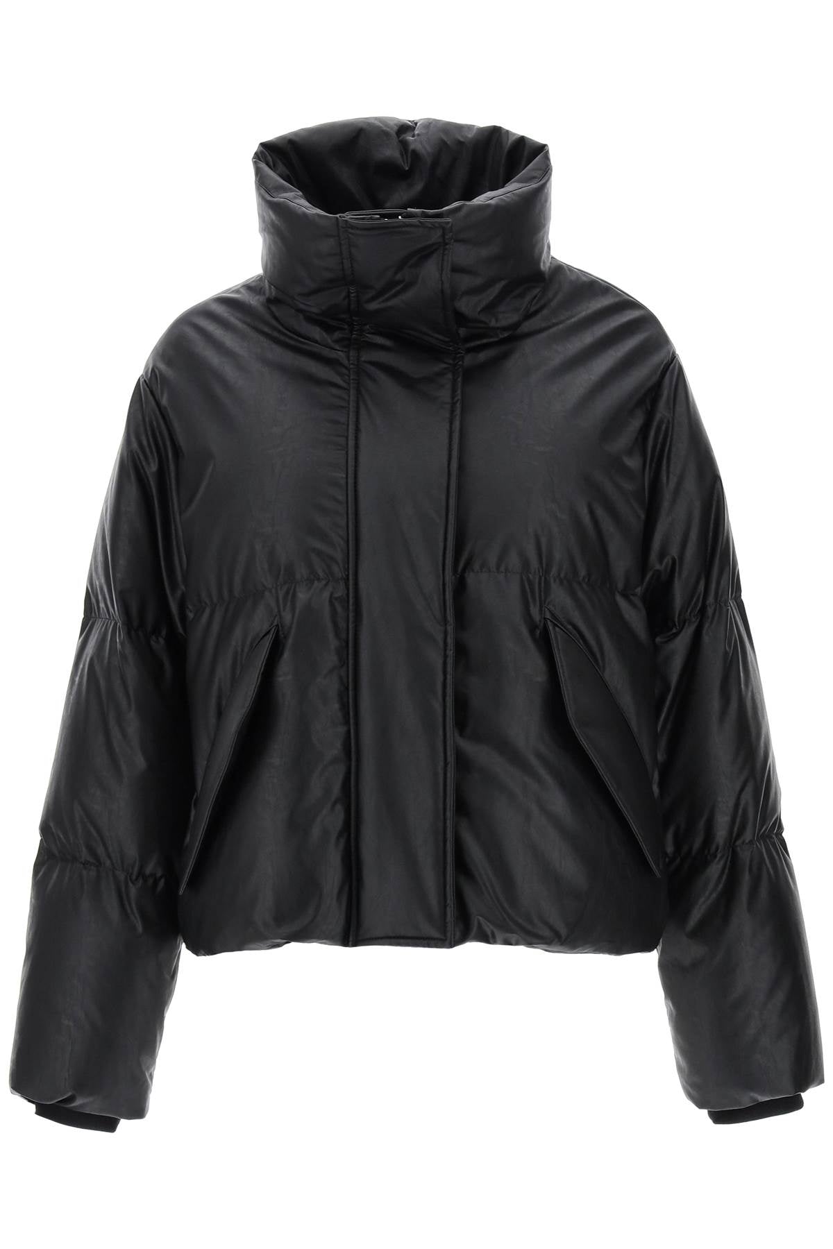 Mm6 maison margiela faux leather puffer jacket with back logo embroidery-0