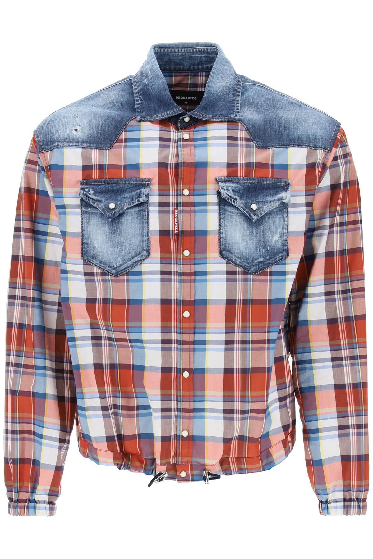 Dsquared2 plaid western shirt with denim inserts-0