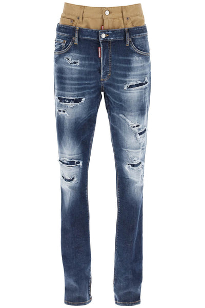 Dsquared2 medium ripped wash skinny twin pack jeans-0