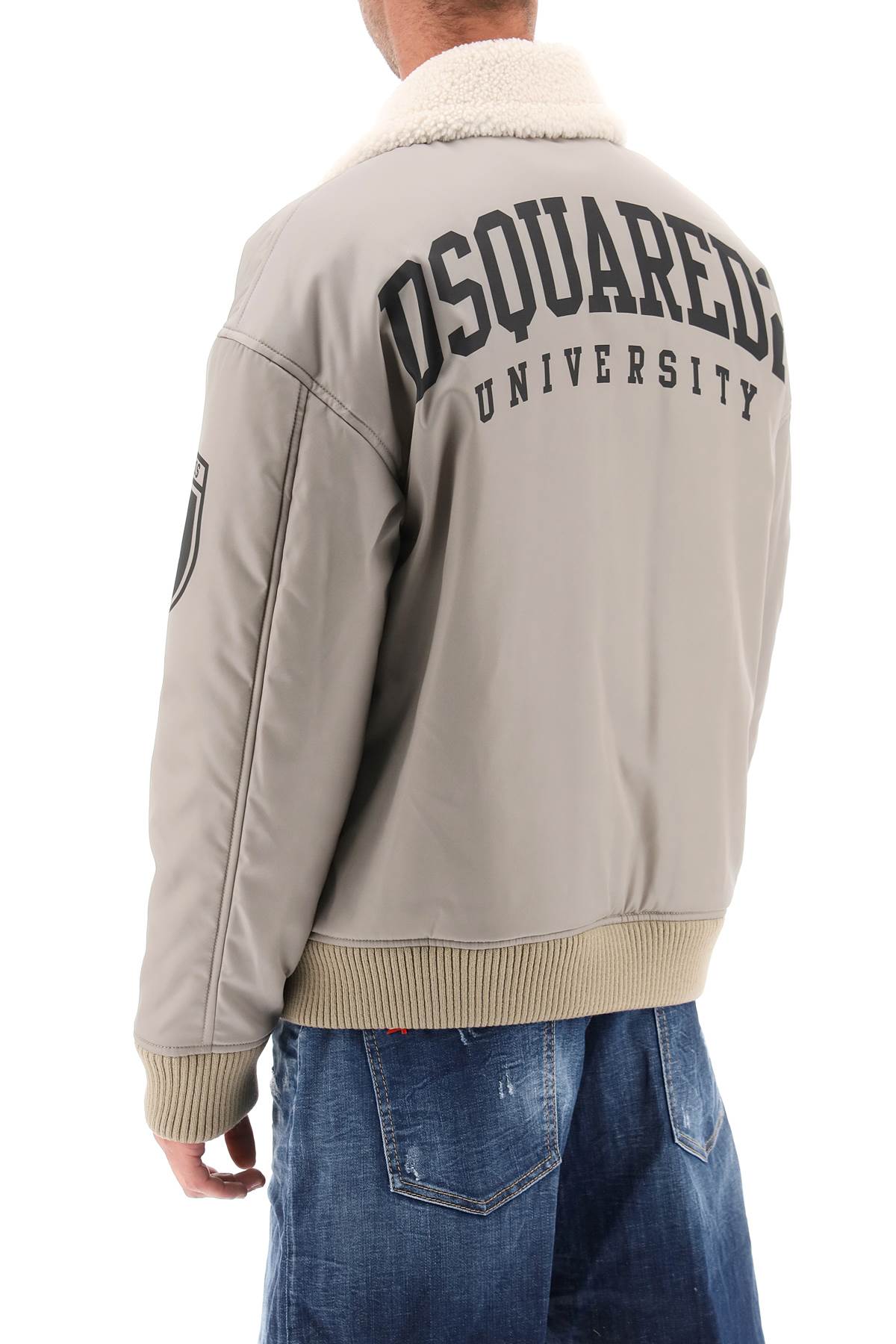 Dsquared2 padded bomber jacket with collar in lamb fur-2