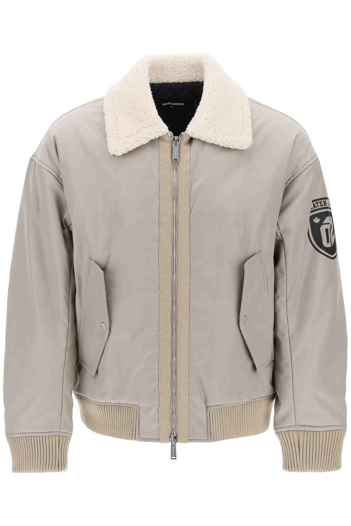 Dsquared2 padded bomber jacket with collar in lamb fur-0